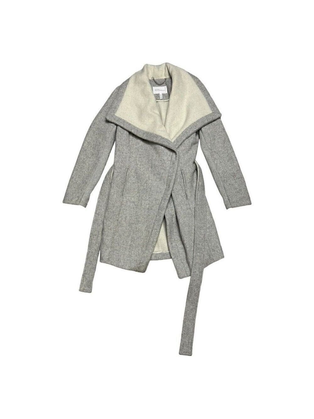 BCBG Generation WOOL Blend Luxury Designer Trench Pea Coat Womens XS